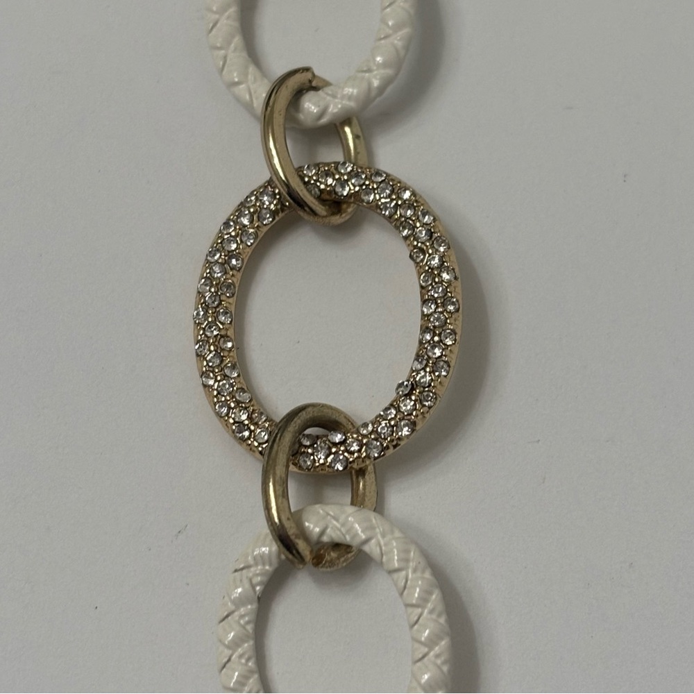 Gold and White Chain Statement Necklace - Picture 6 of 7